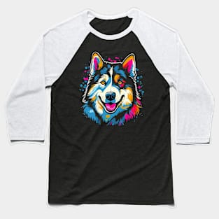 Siberian Husky Smiling Baseball T-Shirt